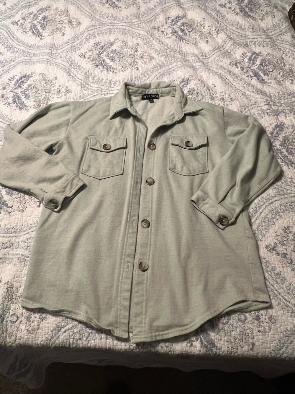 Light Sage Button-Up Overshirt